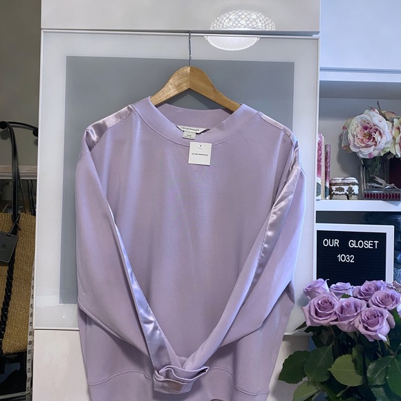 CLUB MONACO Satin Stripe Sweatshirt in Purple - Picture 2 of 5